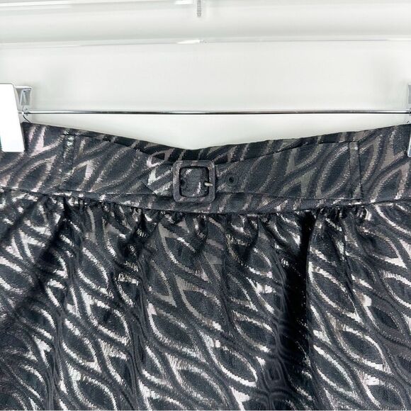 Tibi‎ Black Metallic Jacquard Full Mini Skirt Sz 8 Back Zip Evening Party - Picture 4 of 13